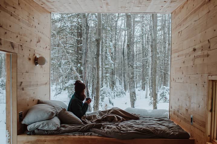 woman in a tiny home
